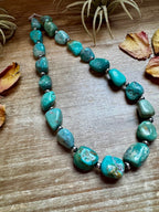 19-Inch Turquoise Nugget Necklace with 4mm Sterling Silver Pearls