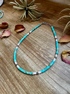 Turquoise Variscite & Pink Conch Choker - 14”