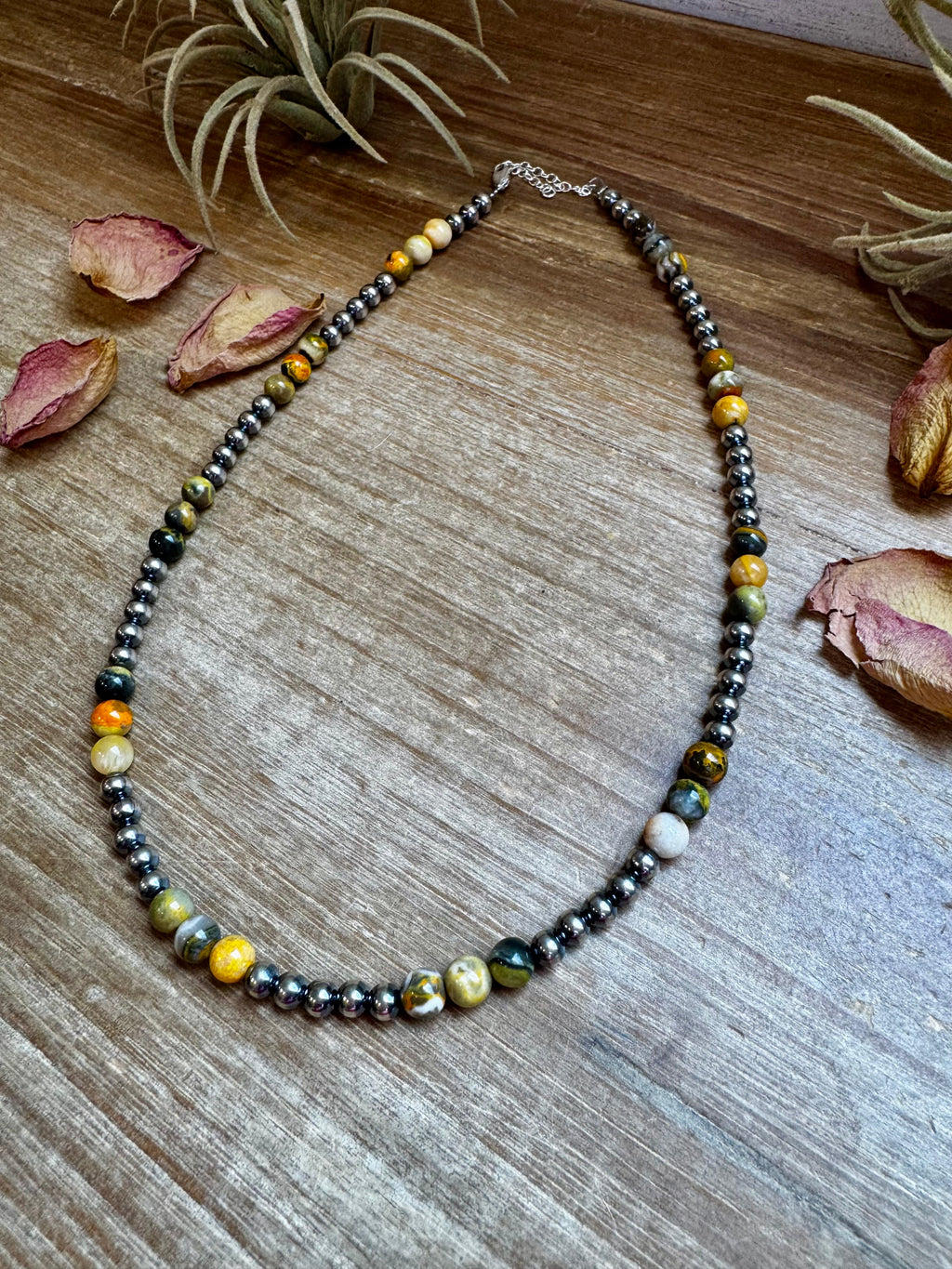 Bumblebee Jasper & Sterling Silver Pearl Necklace – 18” | The Bijoux FAB