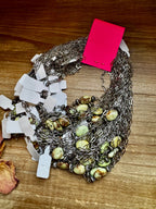 Lemon Turquoise Magnesite Necklace with Sterling Silver Saucer Pearls – 16" | The Bijoux FAB