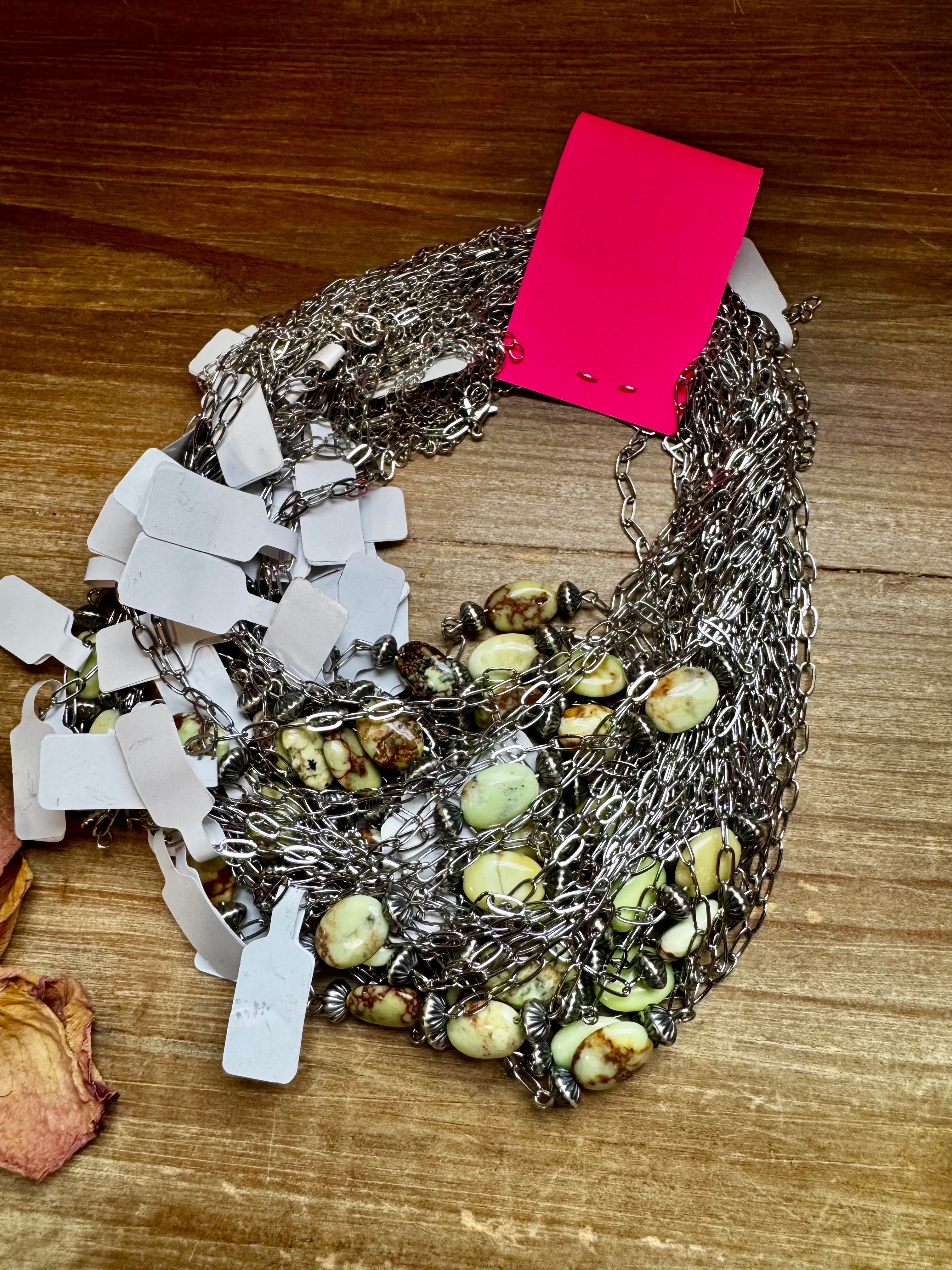 Lemon Turquoise Magnesite Necklace with Sterling Silver Saucer Pearls – 16" | The Bijoux FAB