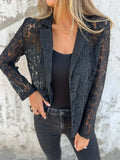 Lace blazer for women in black