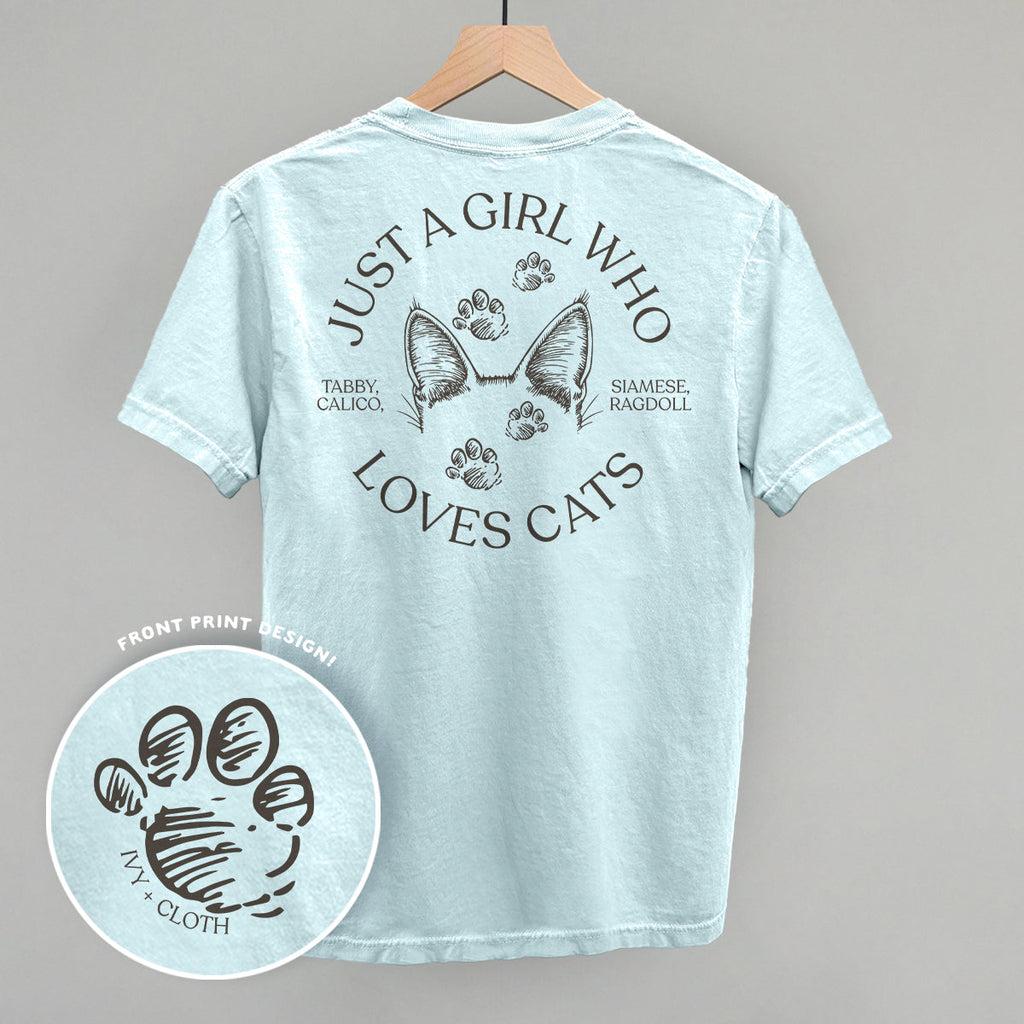Just a Girl Who Loves Cats – Comfort Colors Graphic Tee or Sweatshirt