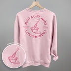 Comfort Colors Just a Girl Who Loves Baking graphic tee with back print design and small front logo for cozy baking lovers.