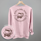Just a Girl Who Loves Coffee – Comfort Colors Graphic Tee or Sweatshirt