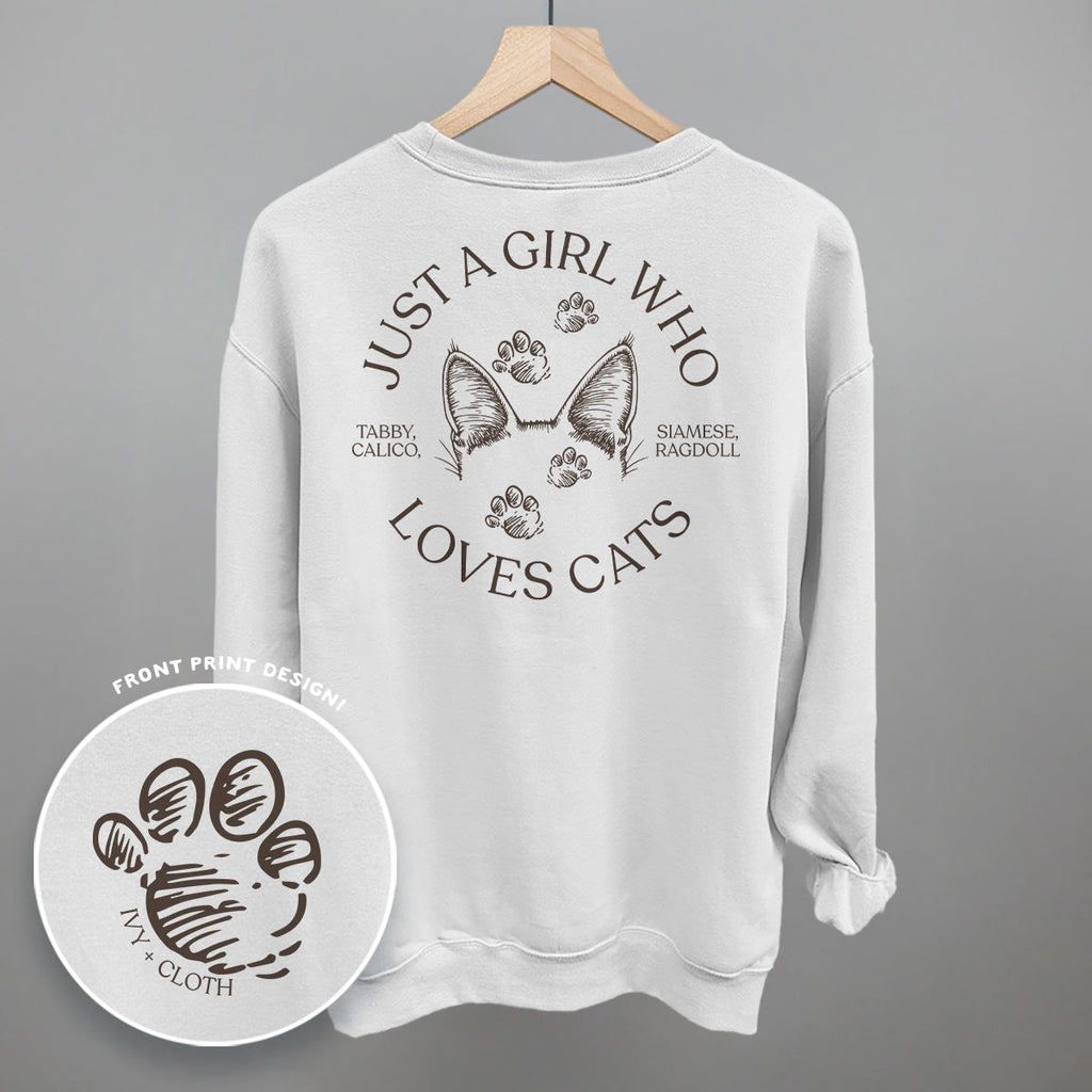 Just a Girl Who Loves Cats – Comfort Colors Graphic Tee or Sweatshirt