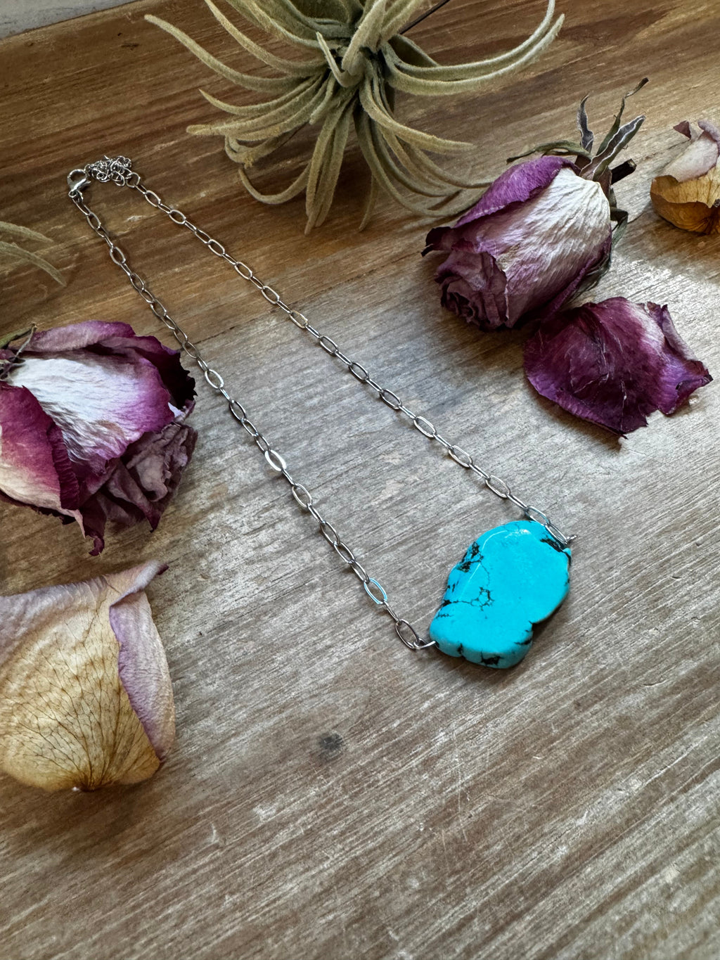 Turquoise Magnesite Paperclip Chain Choker – 14” Adjustable Minimalist Necklace | The Bijoux FAB