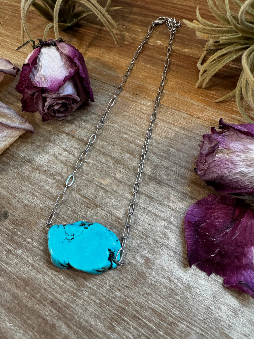 Turquoise Magnesite Paperclip Chain Choker – 14” Adjustable Minimalist Necklace | The Bijoux FAB