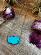 Turquoise Magnesite Paperclip Chain Choker – 14” Adjustable Minimalist Necklace | The Bijoux FAB
