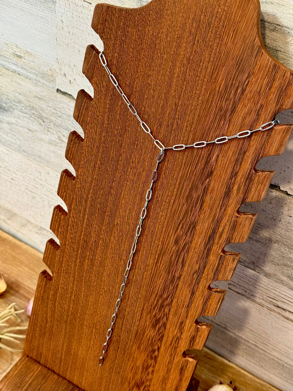 Silver Paperclip Chain Lariat Necklace – Y Necklace Non Tarnish Silver Plated | The Bijoux FAB
