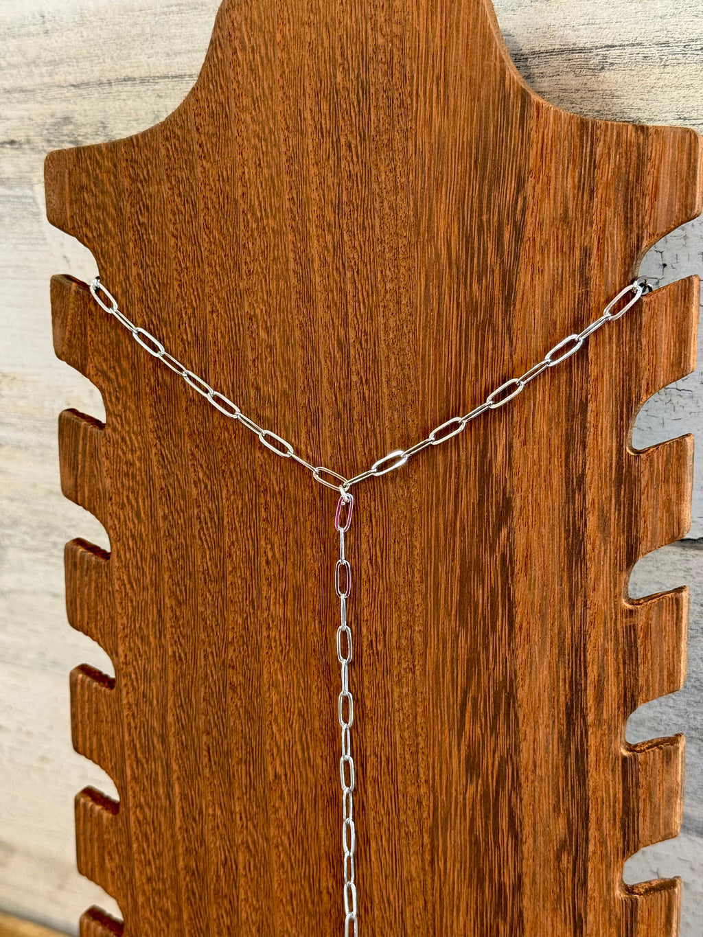Silver Paperclip Chain Lariat Necklace – Y Necklace Non Tarnish Silver Plated | The Bijoux FAB