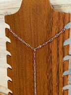Silver Paperclip Chain Lariat Necklace – Y Necklace Non Tarnish Silver Plated | The Bijoux FAB