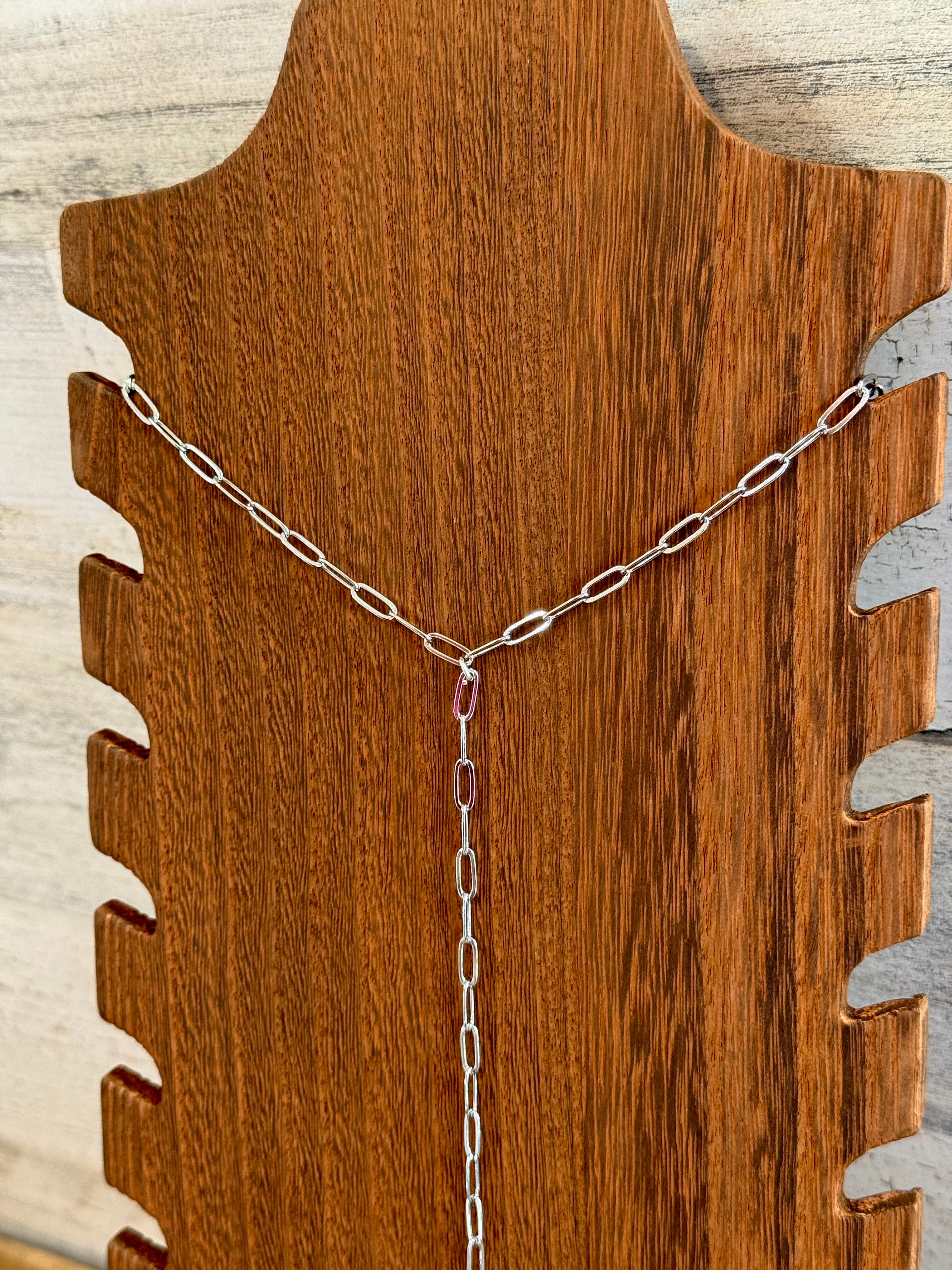 Silver Paperclip Chain Lariat Necklace – Y Necklace Non Tarnish Silver Plated | The Bijoux FAB