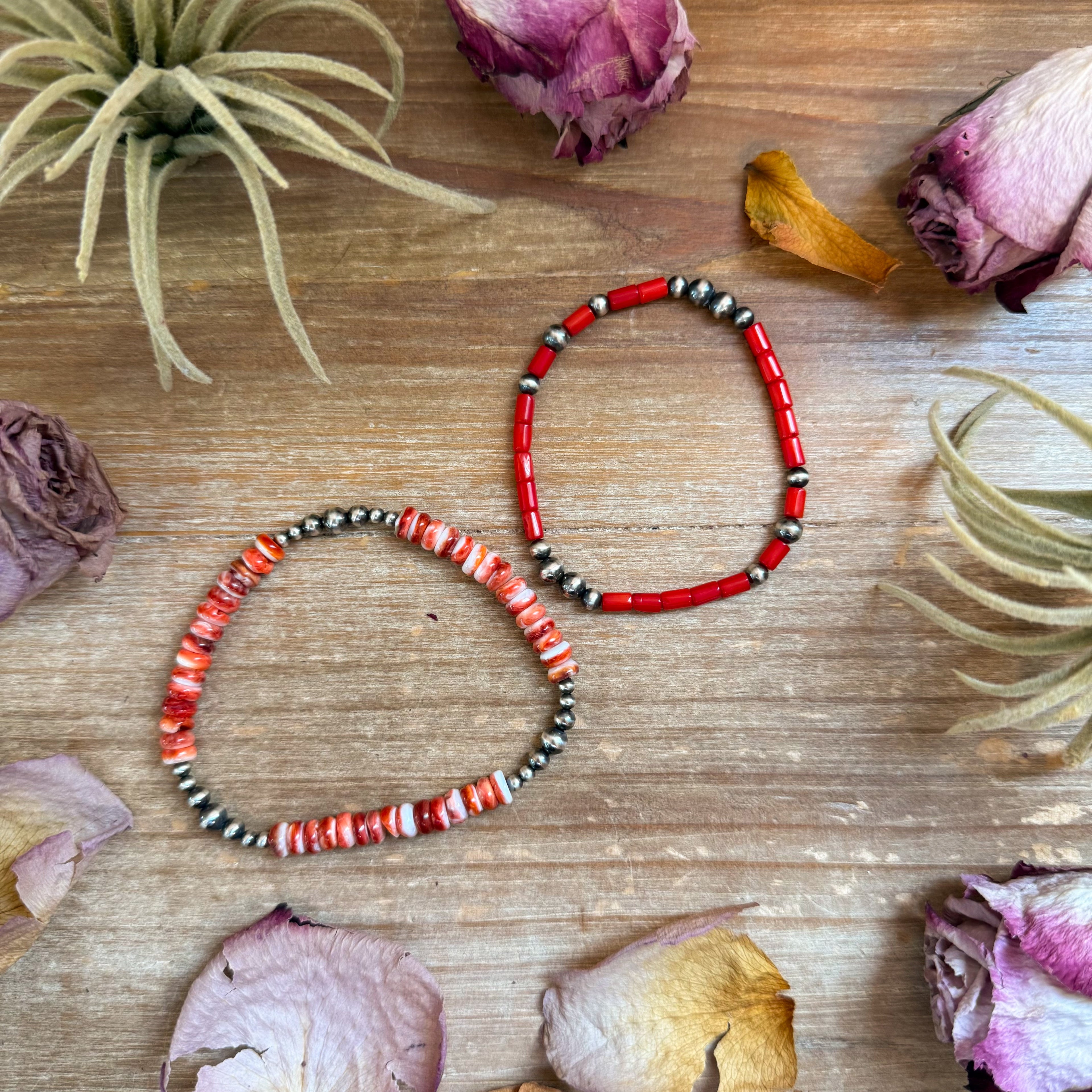 Sterling Silver Mini Wolf Stretchy Bracelet Bundle (Set of 2)