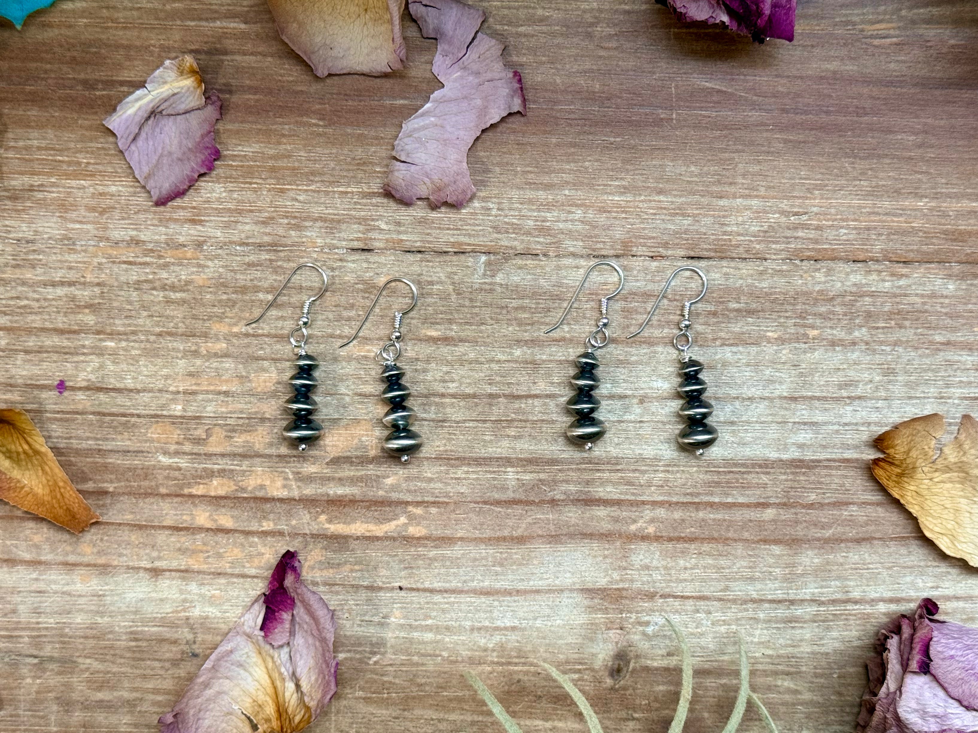 Sterling Silver Saucer Pearl Earrings – Tapered Dangle Earrings Handmade by Colby & Addalie Ogg