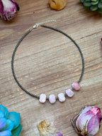 Pink Opal Necklace – Sterling Silver Pearl 16" Layering Necklace | The Bijoux FAB