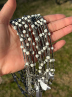 White Howlite Beaded Choker – Glass Seed Beads 14.5” Adjustable | The Bijoux FAB