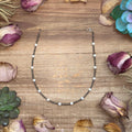White howlite and glass seed bead choker necklace 14.5 inch adjustable, neutral Western layering jewelry piece