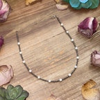 White Howlite Beaded Choker – Glass Seed Beads 14.5” Adjustable | The Bijoux FAB