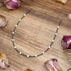 White Howlite Beaded Choker – Glass Seed Beads 14.5” Adjustable | The Bijoux FAB