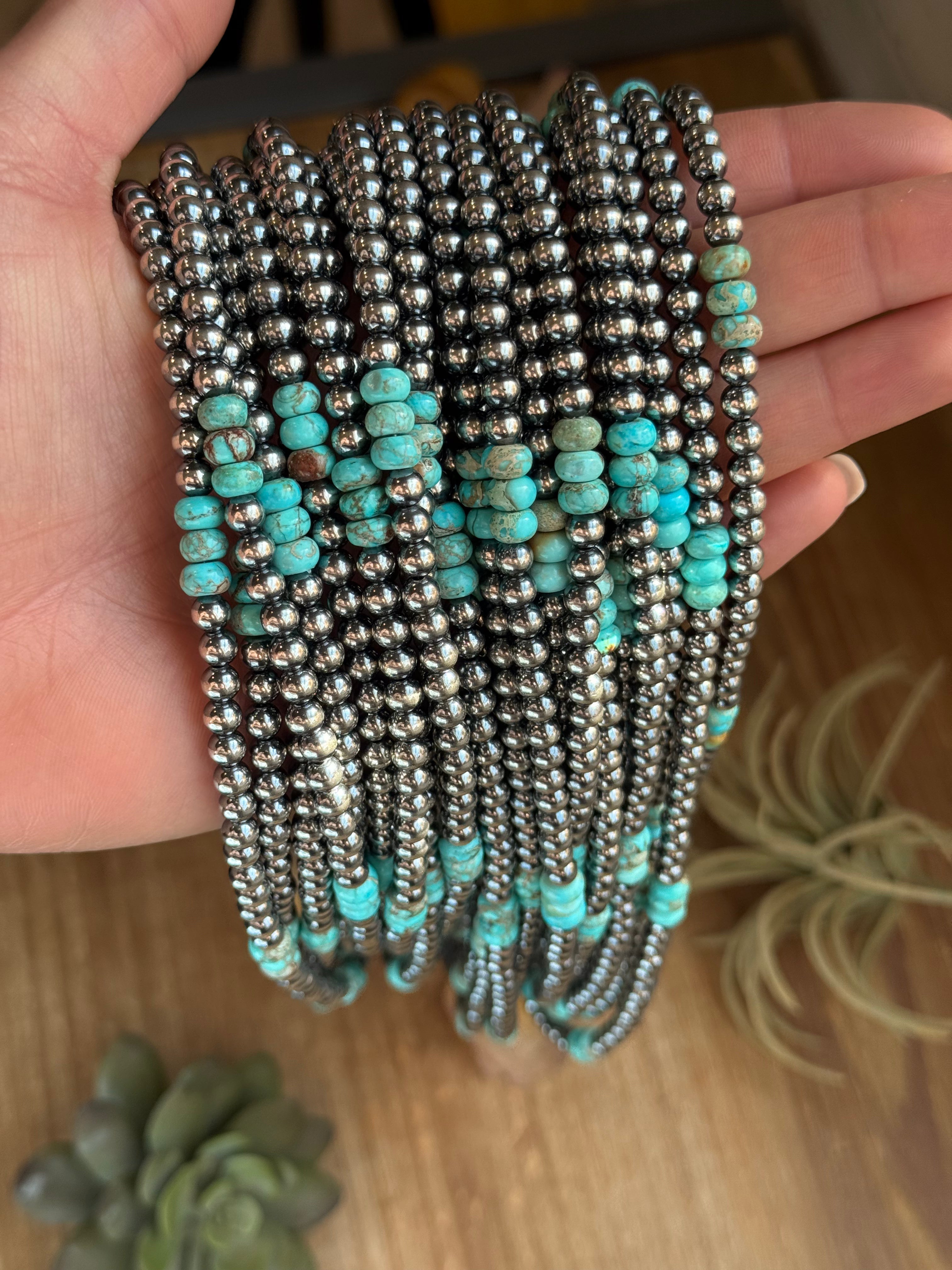 Turquoise, Variscite & Sterling Silver Pearl Necklace – 19.5" | The Bijoux FAB