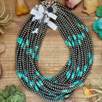 Turquoise, Variscite & Sterling Silver Pearl Necklace – 19.5" | The Bijoux FAB