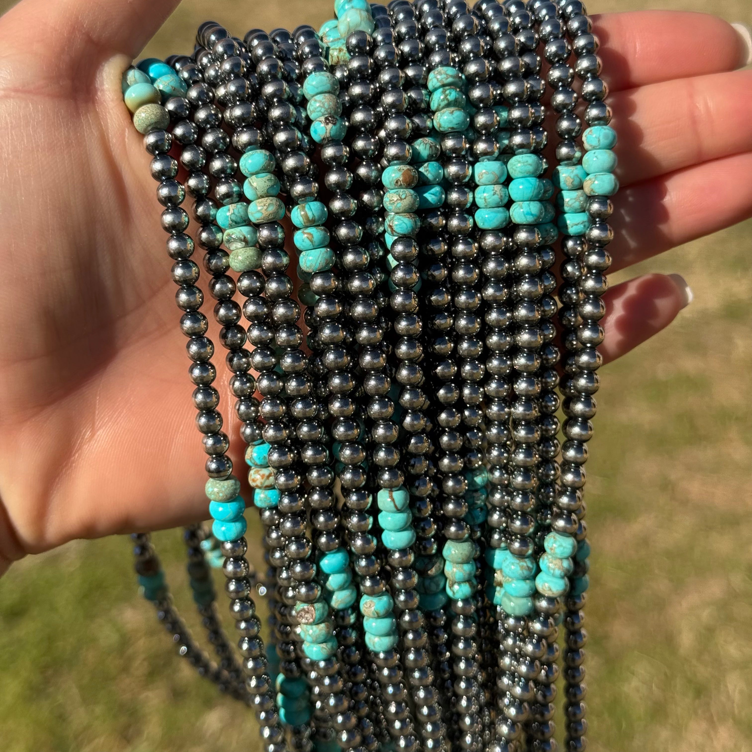 Turquoise, Variscite & Sterling Silver Pearl Necklace – 19.5" | The Bijoux FAB