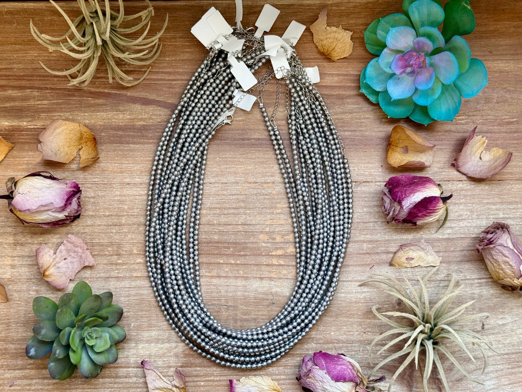 Silver Beaded Layering Necklace – 20" | The Bijoux FAB