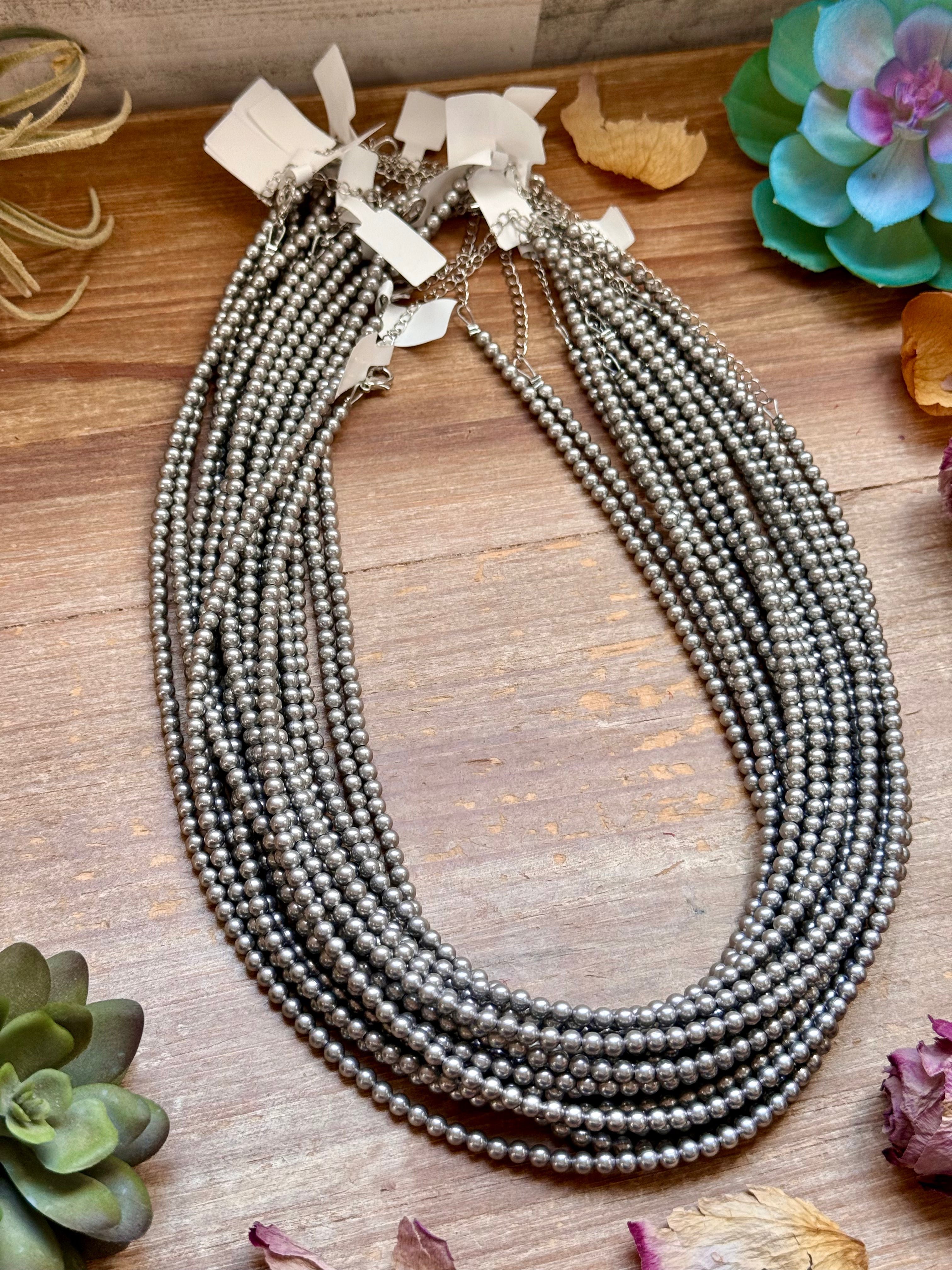 Silver Beaded Layering Necklace – 20" | The Bijoux FAB
