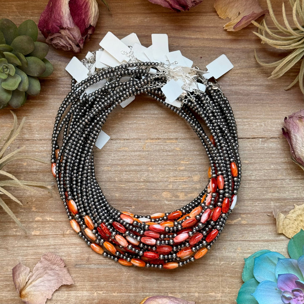 Orange Spiny Oyster Choker – Sterling Silver -14.5" | The Bijoux FAB