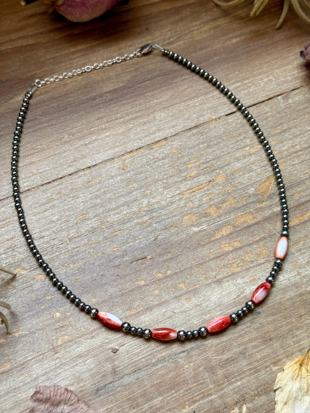 Orange Spiny Oyster Choker – Sterling Silver -14.5" | The Bijoux FAB