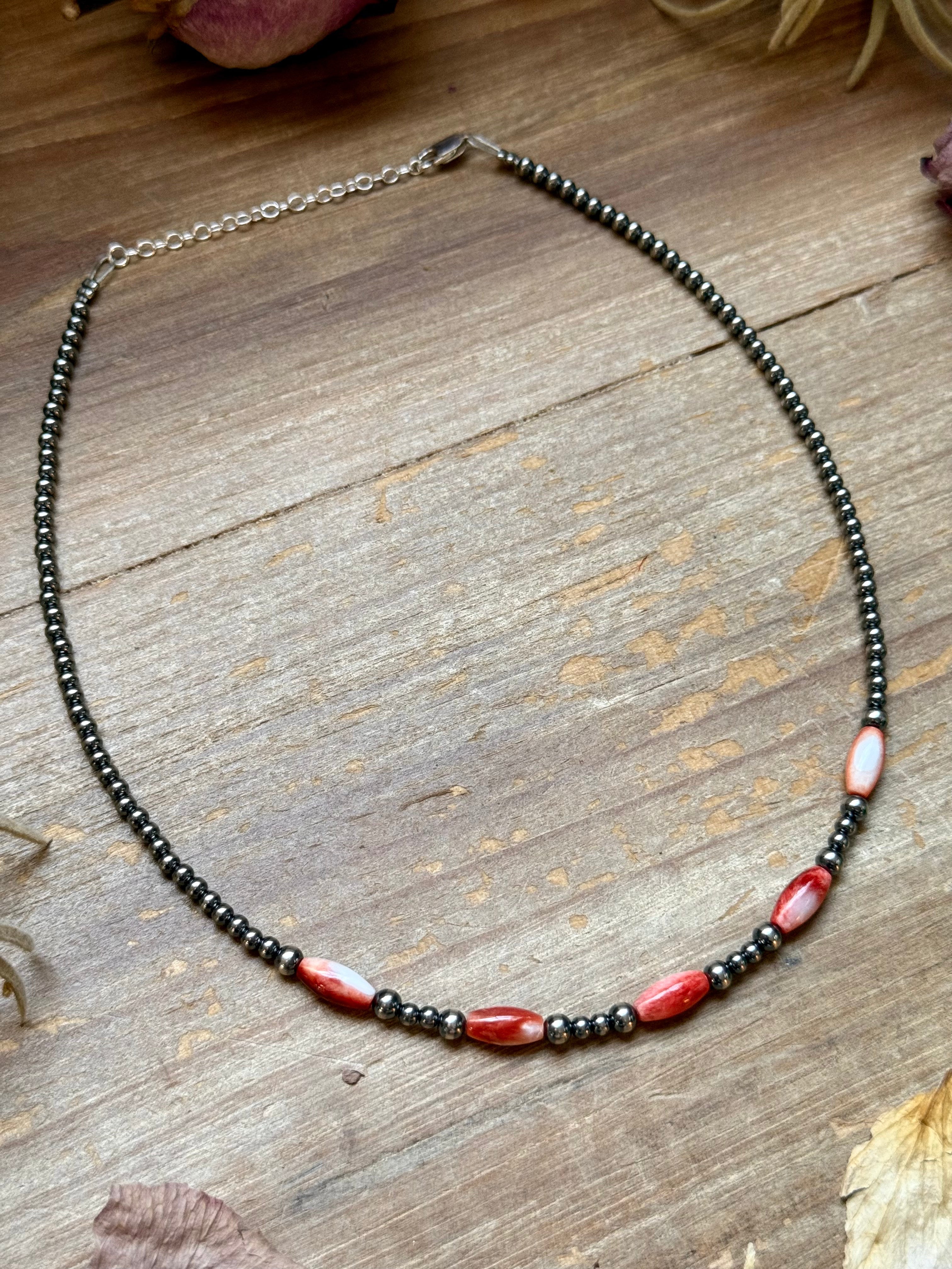 Orange Spiny Oyster Choker – Sterling Silver -14.5" | The Bijoux FAB