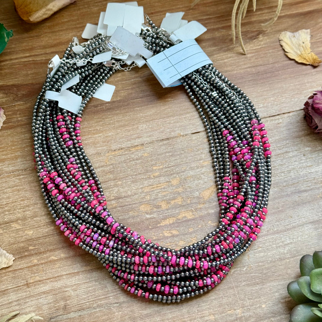 Pink Opal Faceted Bead Necklace – 16" | The Bijoux FAB