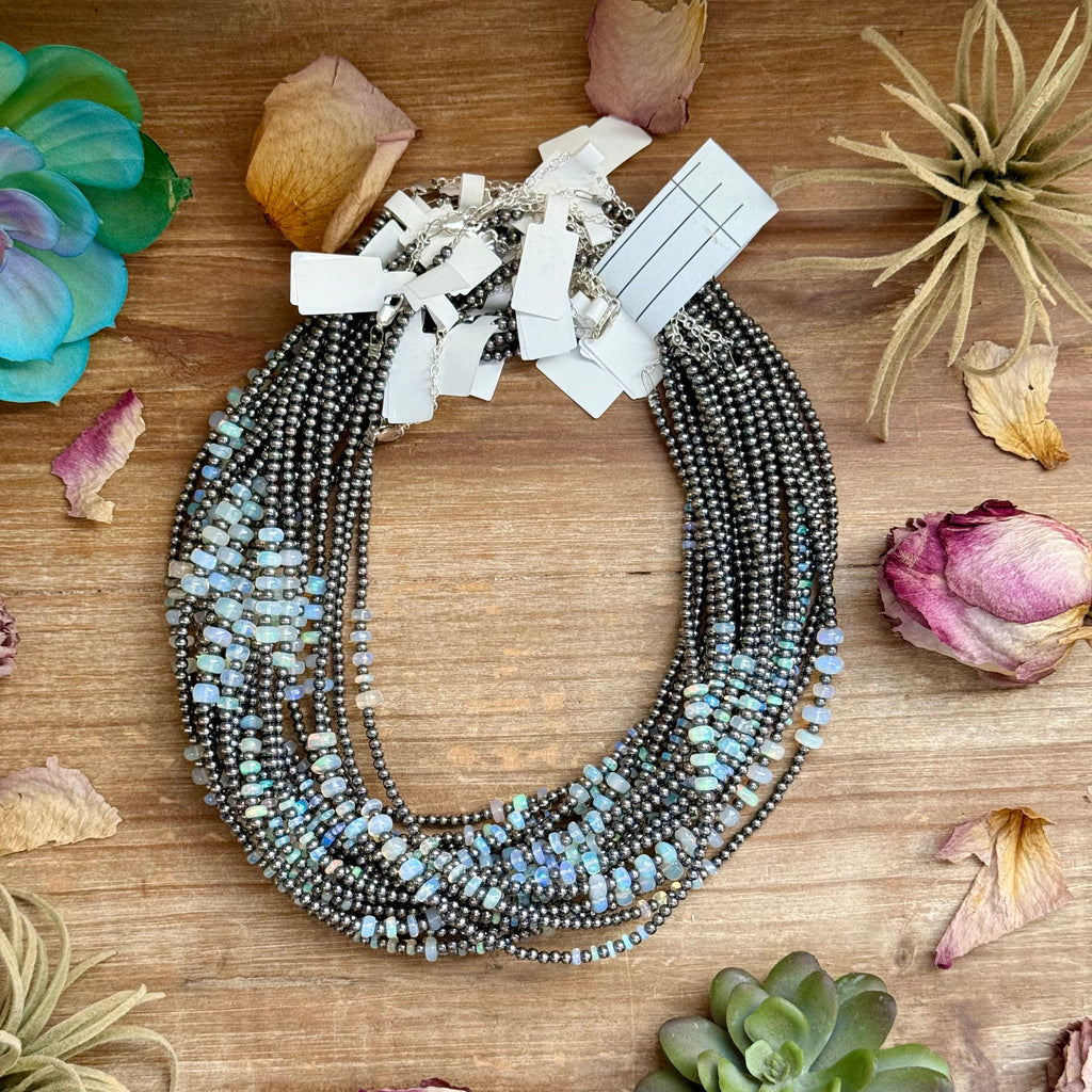 White Opal Bead Necklace – 16" | The Bijoux FAB