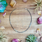 White opal bead necklace with 3 mm beads and sterling silver clasp western handmade jewelry by The Bijoux FAB.