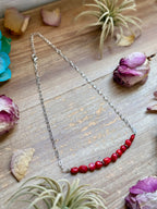 Silver-Plated Paperclip Chain Necklace with Dyed Coral & Hematite – 15” | The Bijoux FAB