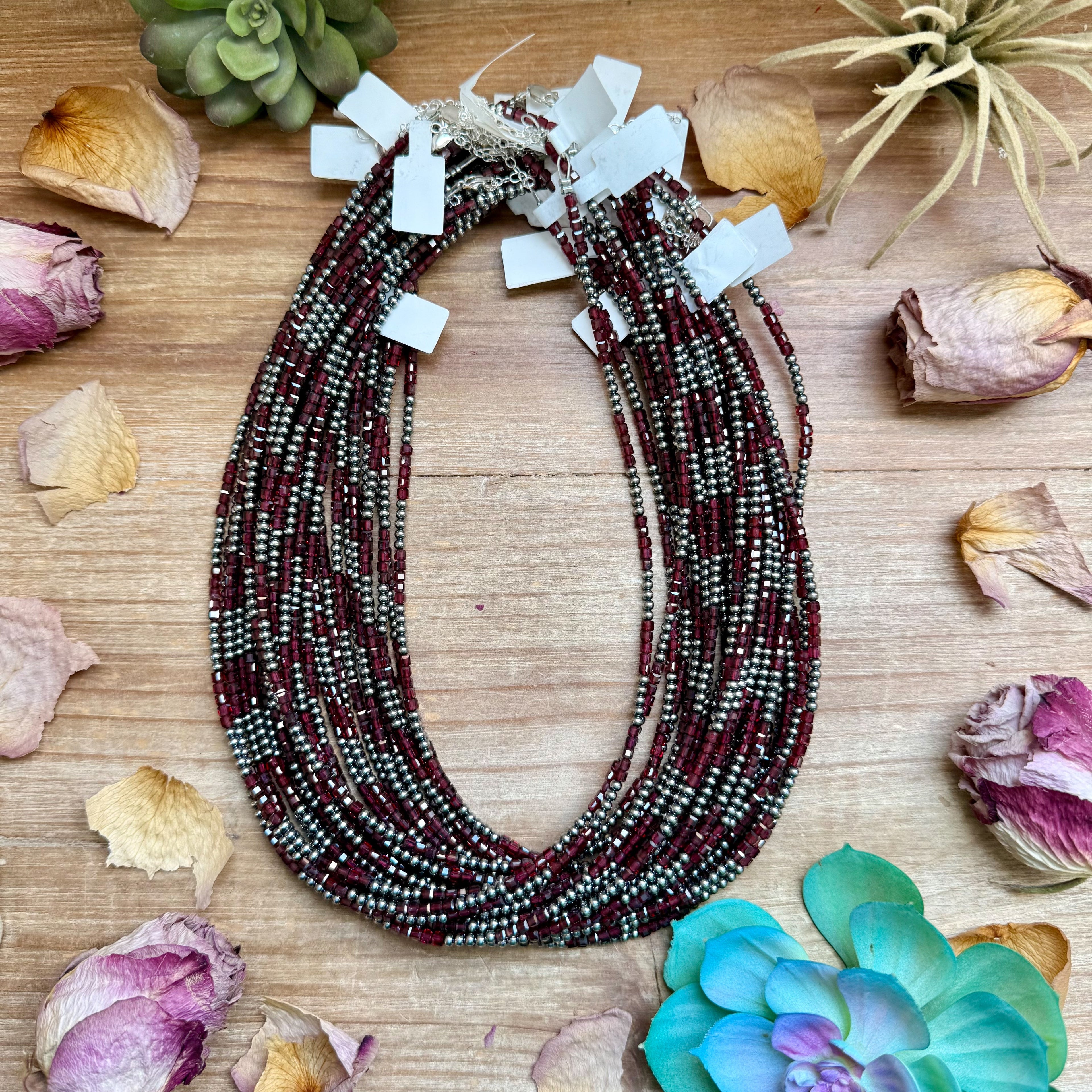 Garnet & Sterling Pearl Necklace – 18.5" | The Bijoux FAB