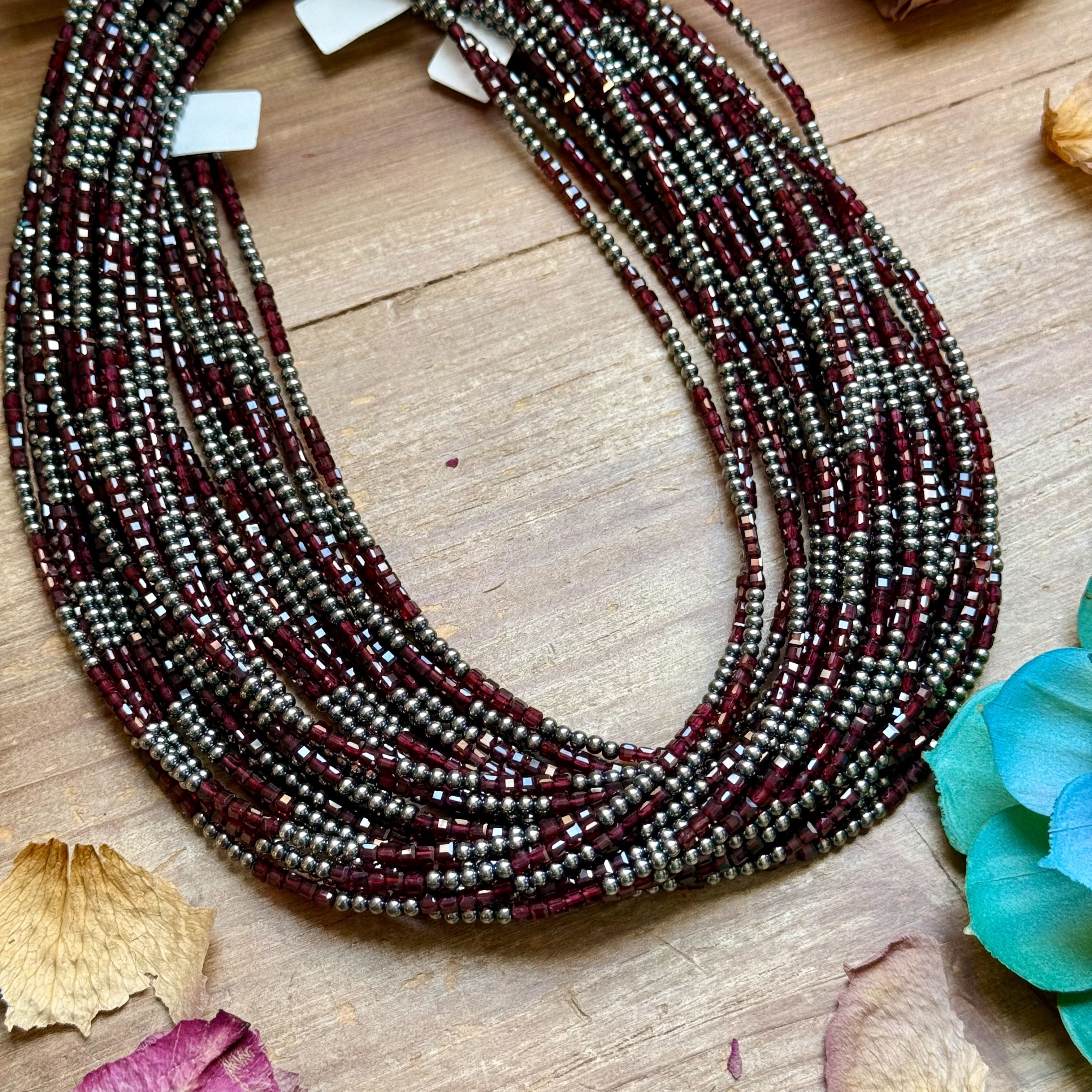 Garnet & Sterling Pearl Necklace – 18.5" | The Bijoux FAB