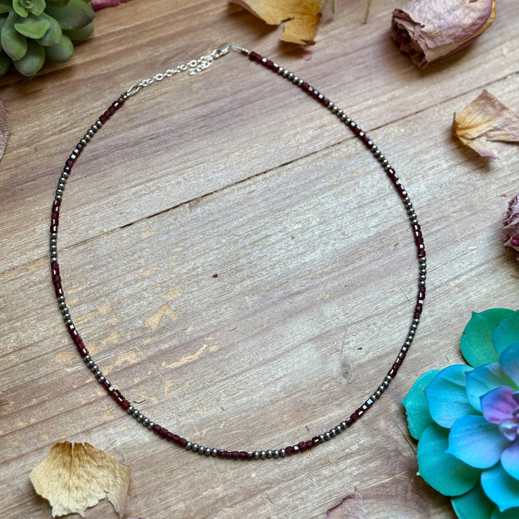 Garnet & Sterling Pearl Necklace – 18.5" | The Bijoux FAB