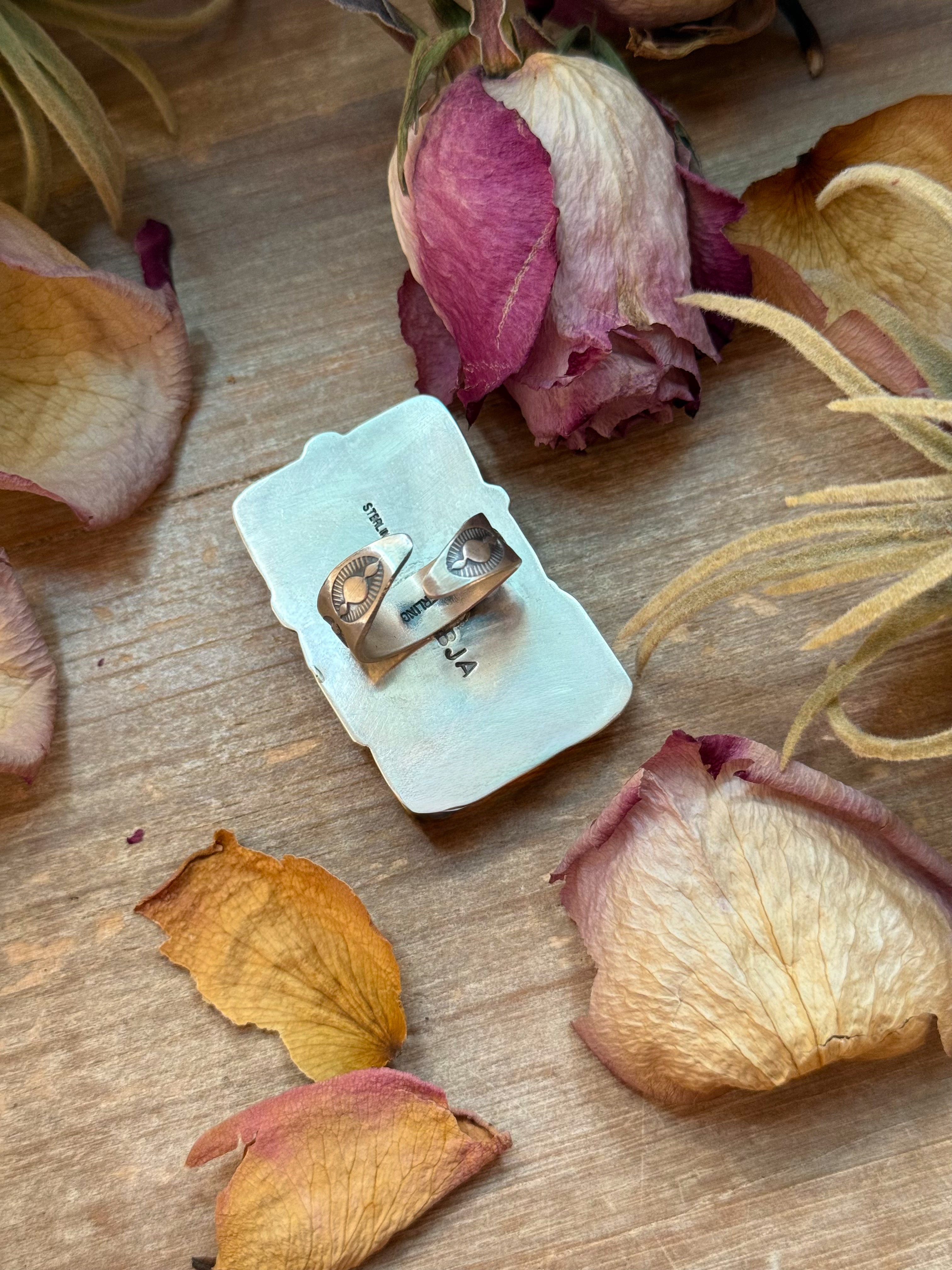 6-Stone Palomino Turquoise Adjustable Ring – Handmade 925 Silver BJA New Mexico Navajo Jewelry