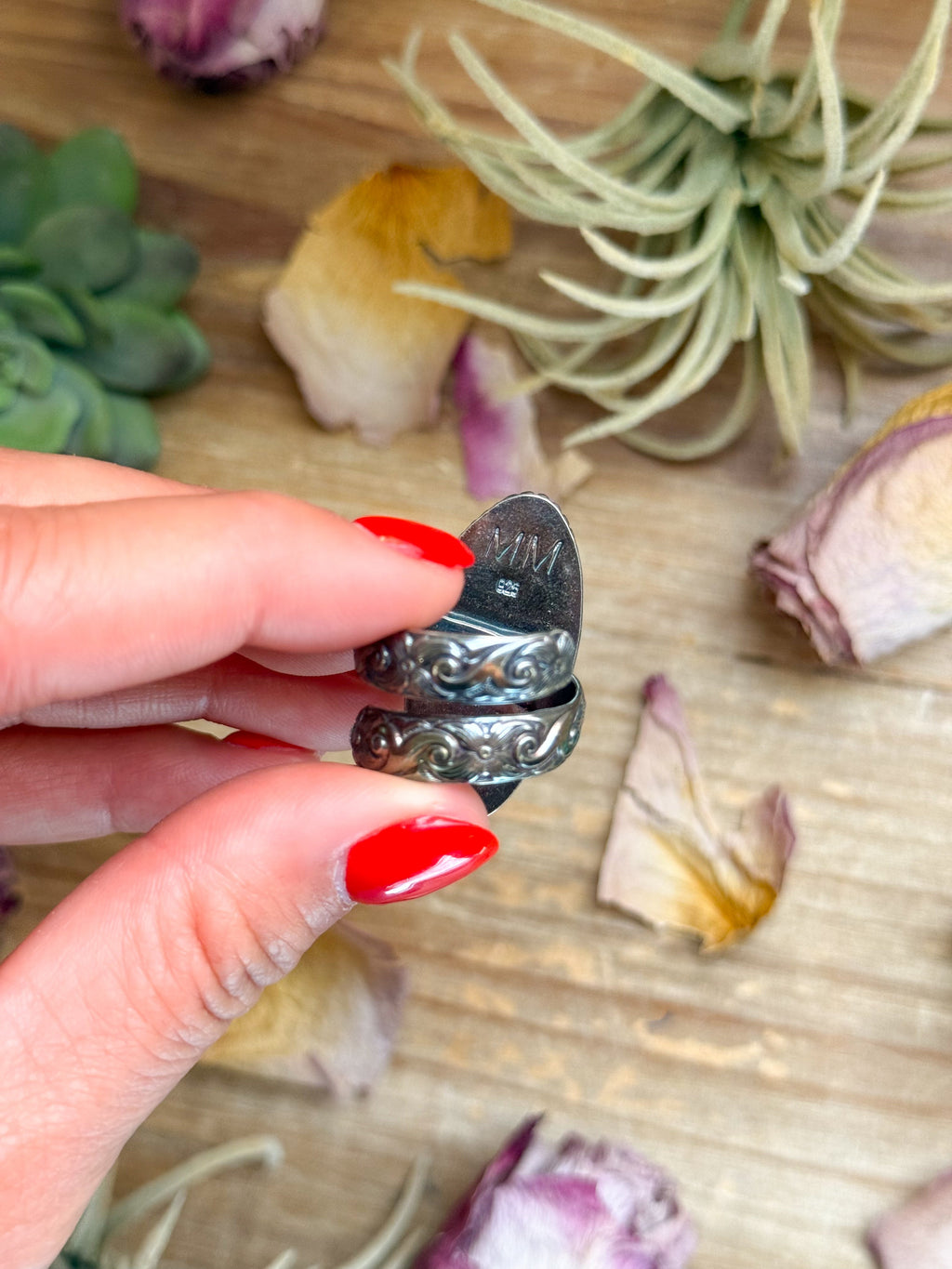 MJ Ring – Sterling Silver Adjustable Oval Turquoise Ring