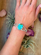 Turquoise Sterling Silver Cuff Bracelet – Small Wrist Friendly