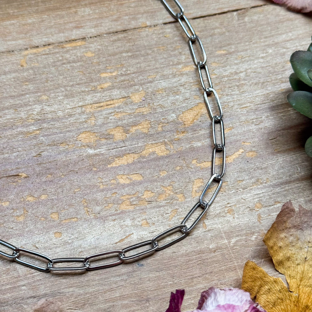 Silver Paperclip Chain Choker – 14” Adjustable Silver Plated Necklace | The Bijoux FAB