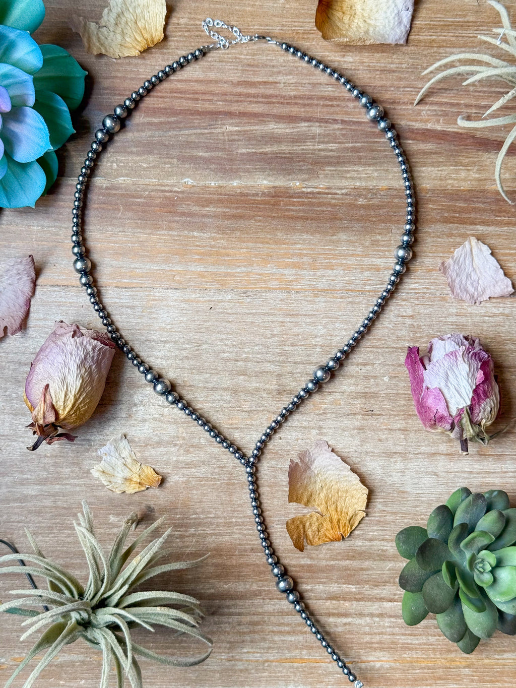 Sterling Silver Pearls Lariat Necklace – Adjustable Western Layering Piece | The Bijoux FAB