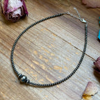 14 inch 3 mm sterling silver pearls  choker - 10 mm middle