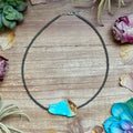 Flat turquoise necklace with 3mm sterling silver beads, 16 inch handmade Western turquoise necklace by The Bijoux FAB.