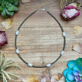 Handmade freshwater pearl necklace with 3mm pearls and sterling silver beads, 16 inch length with extender, elegant everyday jewelry.