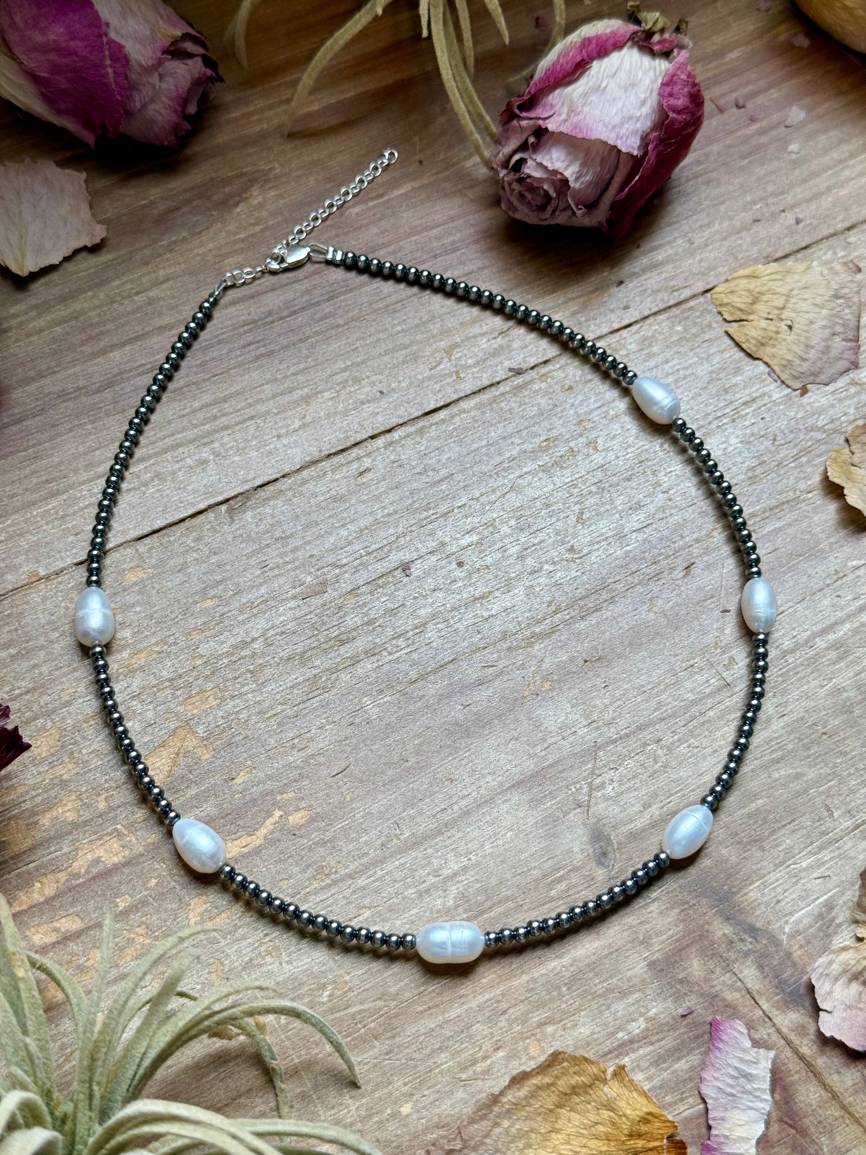 Freshwater Pearl Sterling Silver Bead Necklace – 16” | The Bijoux FAB