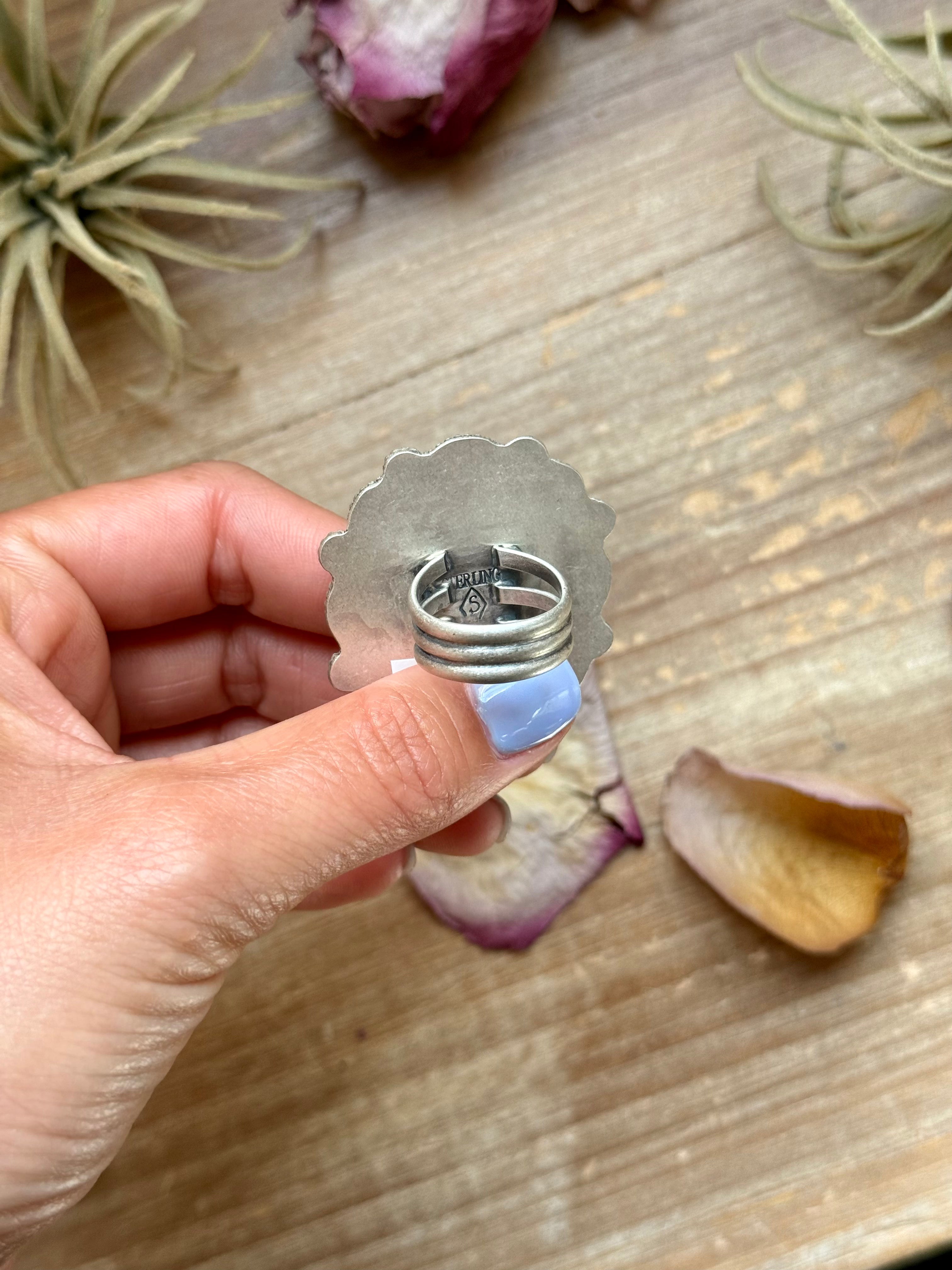 Orange Spiny Oyster Cluster Ring – Sterling Silver Mosaic Ring Size 7.5 | Shay Pfeiffer