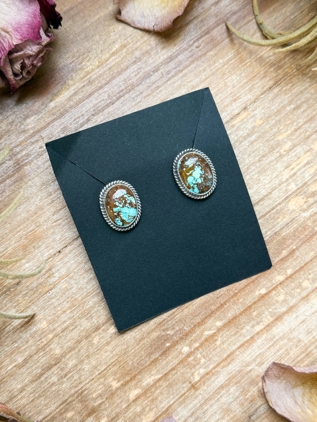 Sterling Silver Rising Phoenix Turquoise Stud Earrings